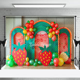 Lofaris Lovely Strawberry Balloon Arch Cake Smash Backdrop